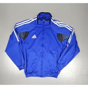 Adidas Track Jacket Mens Medium Climacool Y2k 3 Stripes‎ Blue Full Zip Athletic